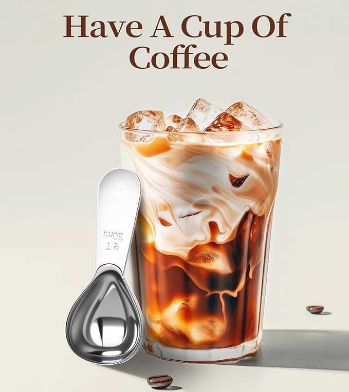 Ugotit Coffee Scoop for Ground Coffee, 1 Tablespoon Measuring Scoop Set, Heavy-Duty Short Handle 304 Stainless Steel, Fits Coffee Canisters, Protein Powder, Espresso, Tea (2 Pack)