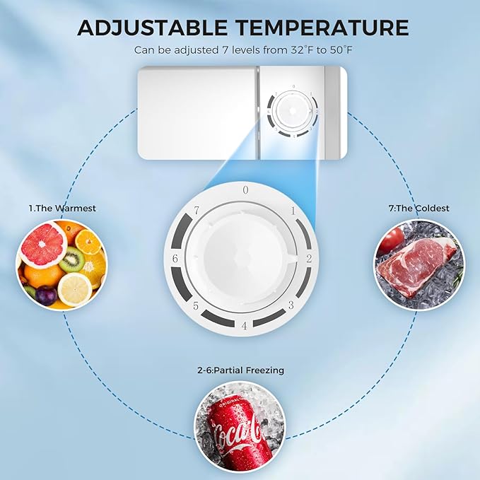 Antarctic Star Compact Refrigerator Mini Fridge with Freezer, Single Reversible Door, Dorm Fridge, Wire Shelf, Defrost Button, for Bedroom, Office, kitchen, 1.7 Cu. Ft, Black