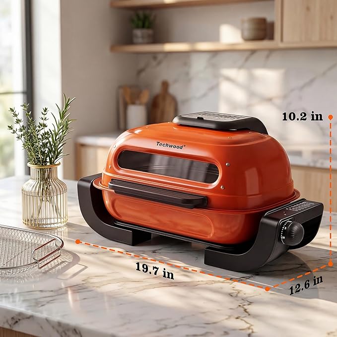 Electric Grill, Techwood 3-in-1 Indoor Grill Fish Roaster, Odor-Free 3-Layer Filter Korean BBQ Grill, Timer Control Knob, Double Sided Heating, Roast, Toast, Grill & More for Parties & Everyday Meals