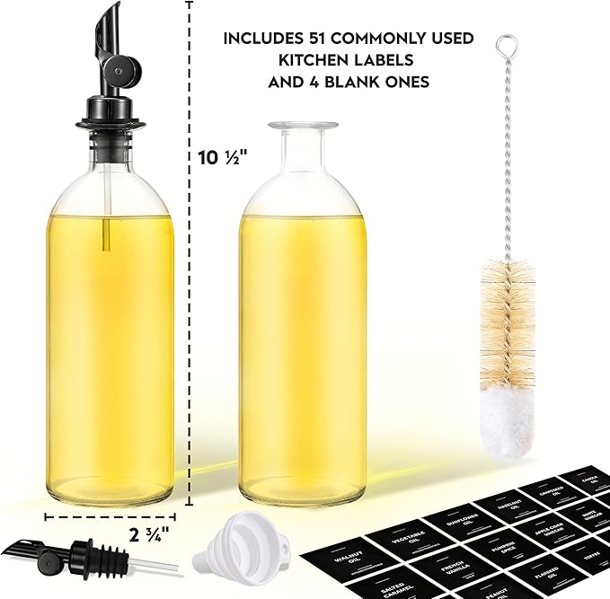 Spaceneat Olive Oil Dispenser Bottle for Kitchen & Coffee Syrup Dispenser Bundle, Black