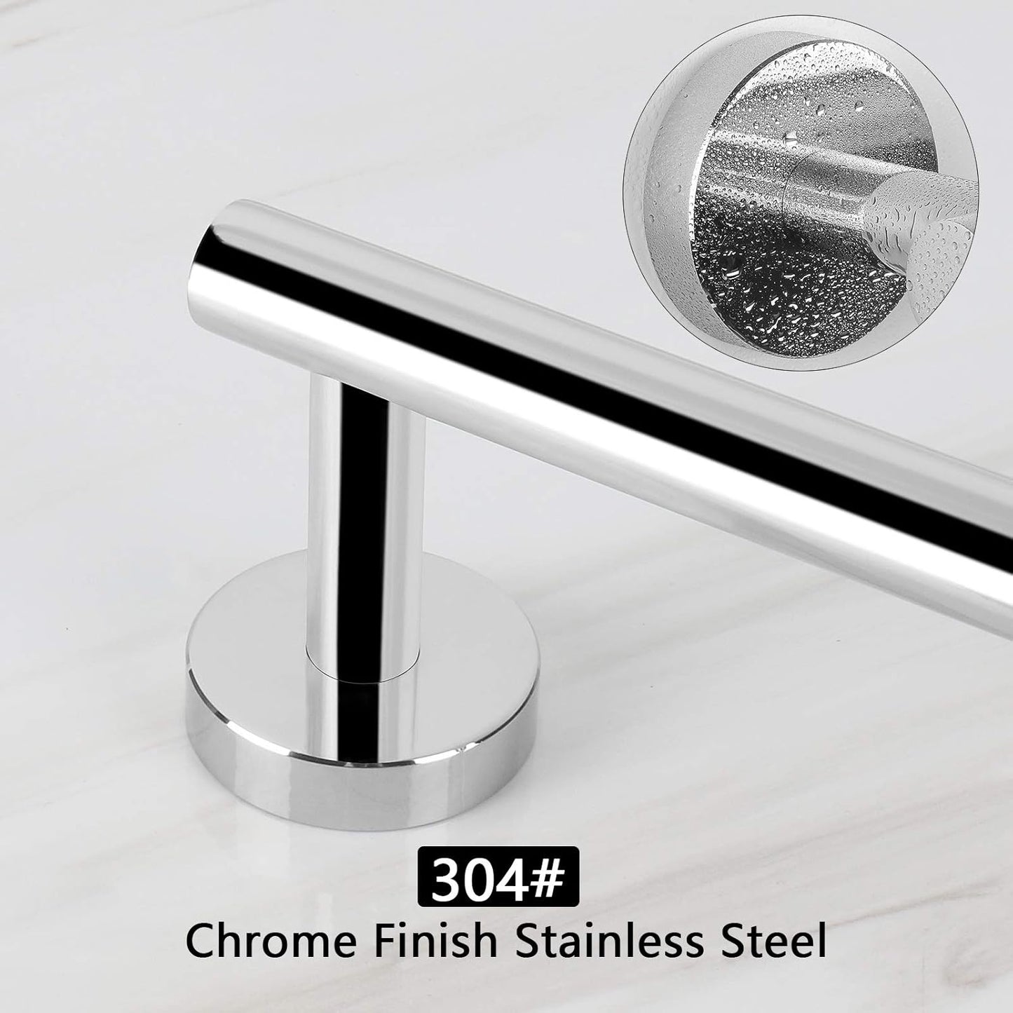 NearMoon Bath Towel Bar, Bath Accessories Thicken Stainless Steel Shower Towel Rack for Bathroom, Towel Holder Wall Mounted (1 Pack, Chrome Finish, 16 Inch)