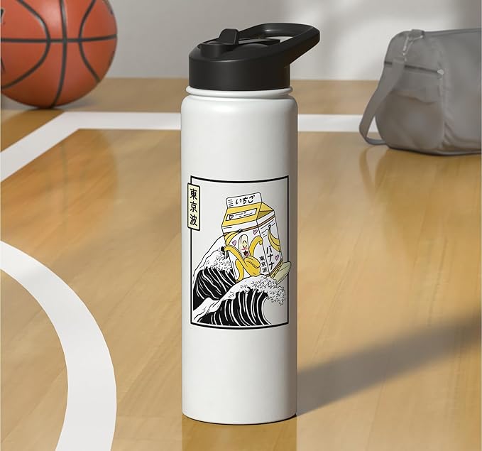 Banana Milk Carton Surfing Kanagawa Wave Kawaii Aesthetic Stainless Steel Insulated Water Bottle