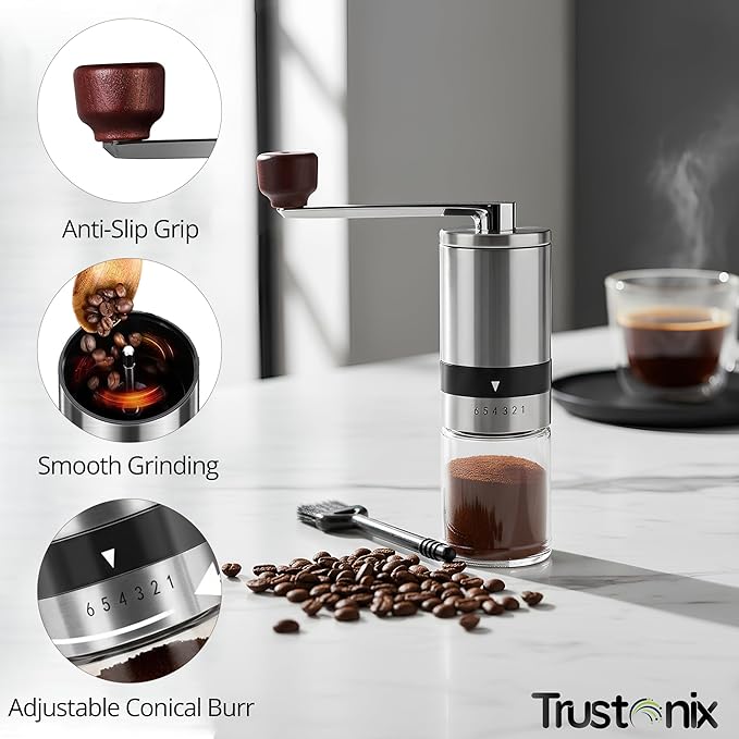 Portable Hand Coffee Grinder | Manual Coffee Grinder for Travel | Cocoa Beans Grinder | Portable & Compact Design | Smooth Grinding | Easy To Use | Higher Efficiency | Powerful & Stable