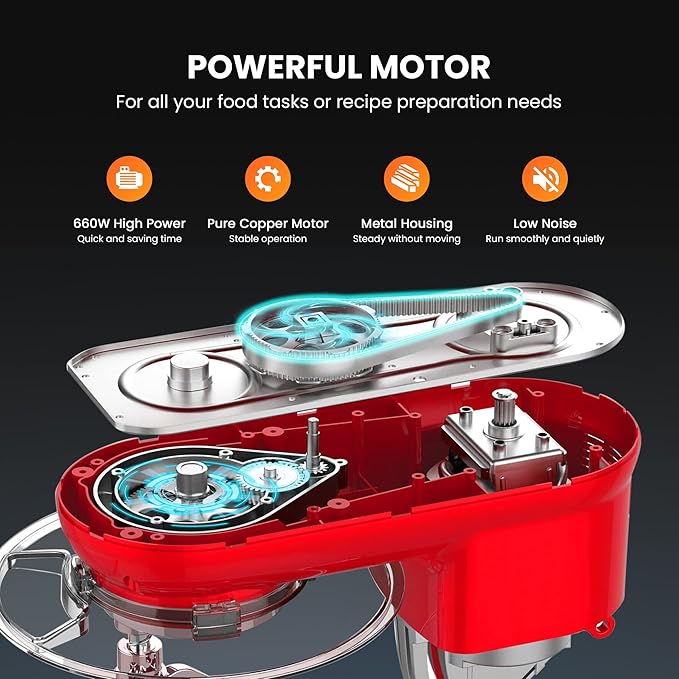 VIVOHOME Stand Mixer with Fermentation, One-Touch Presets, and 6 Qt Bowl, Gray, and VIVOHOME 660W 10 Speed 6 Quart Stand Mixer with Beater, Dough Hook, Wire Whip and Egg Separator, Red