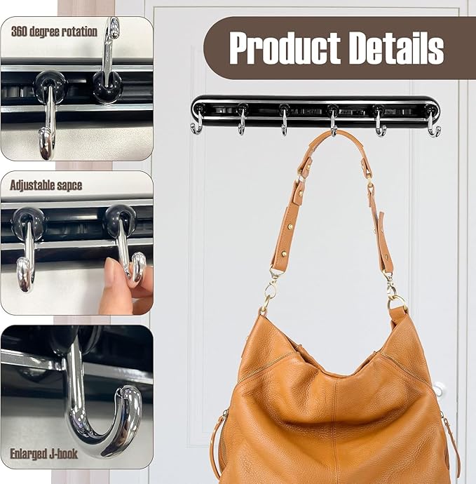 Utensil Racks with 6 Hooks Kitchen Utensil Holders Organizer Wall Hanging Balck Dish Storage Hooks