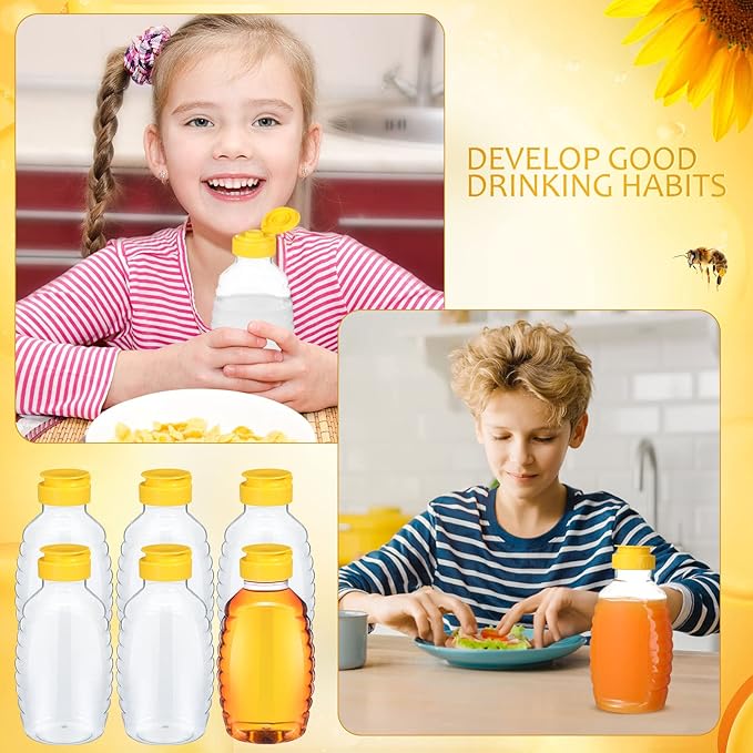 Didaey 48 Pcs 16 oz Honey Jar with Lids Squeeze Honey Bottles Bulk Clear Plastic Honey Container Honey Dispenser Empty with Flip Lid