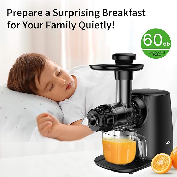 Juicer Machines, Cold Press Slow Masticating Juicer Easy to Clean with 3 Modes Vegetable and Fruit Juicer Extractor BPA-free High Hardness Tritan Material Slow Juicer, black (SJ-Black)