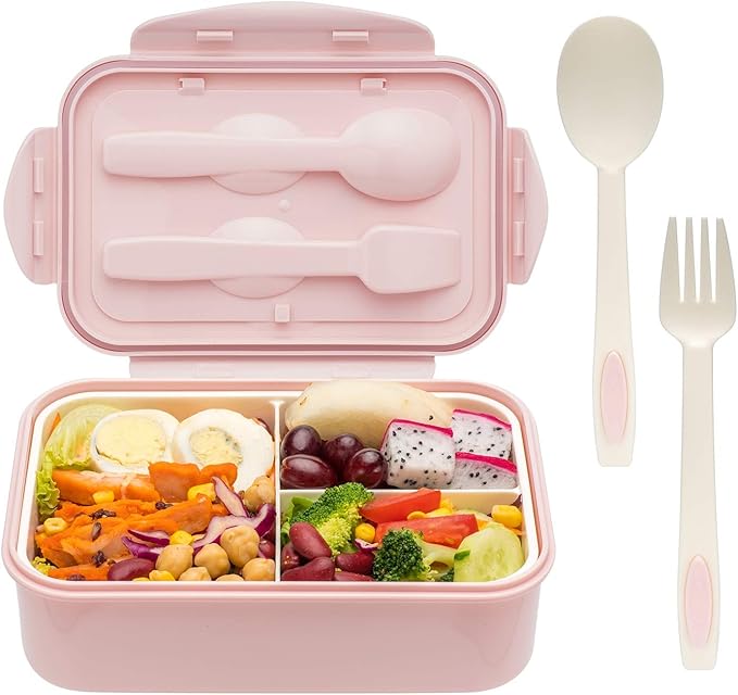 LOVINA Bento Boxes for Adults - 1100 ML Bento Lunch Box For Kids Childrens With Spoon & Fork - Durable for On-the-Go Meal, BPA-Free and Food-Safe Materials
