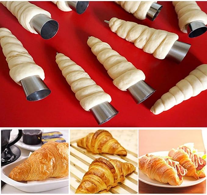 Joyeee 10 Pack 5 Inch Cream Horn Molds for Baking + 10Pcs 5 Inch Cannoli Tubes Molds Set, Large Cannoli Tubes for Frying, Cannoli Forms Kit for baking Egg Cake Waffles, Home DIY Kitchen Tool