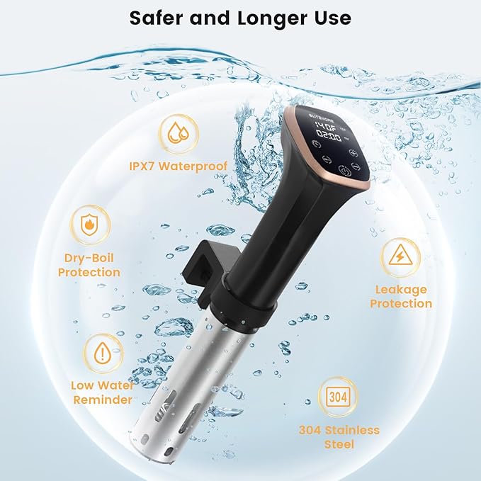 BLITZHOME Sous Vide Cooker, IPX7 Waterproof Compact Sous Vide Machine Pro, with Recipes, Accurate Temperature & Timer, Fast Heating, 1100W Ultra Quiet Stainless Precision Immersion Circulator…
