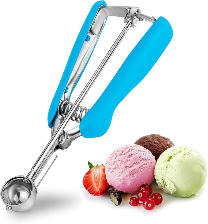Extra Small Cookie Scoop, 1 Tsp Cookie Scoop, Mini Ice Cream Scoop for Melon Baller, Cookie Dough, 0.2oz/ 25mm, Easy Squeeze & Release, Sky Blue