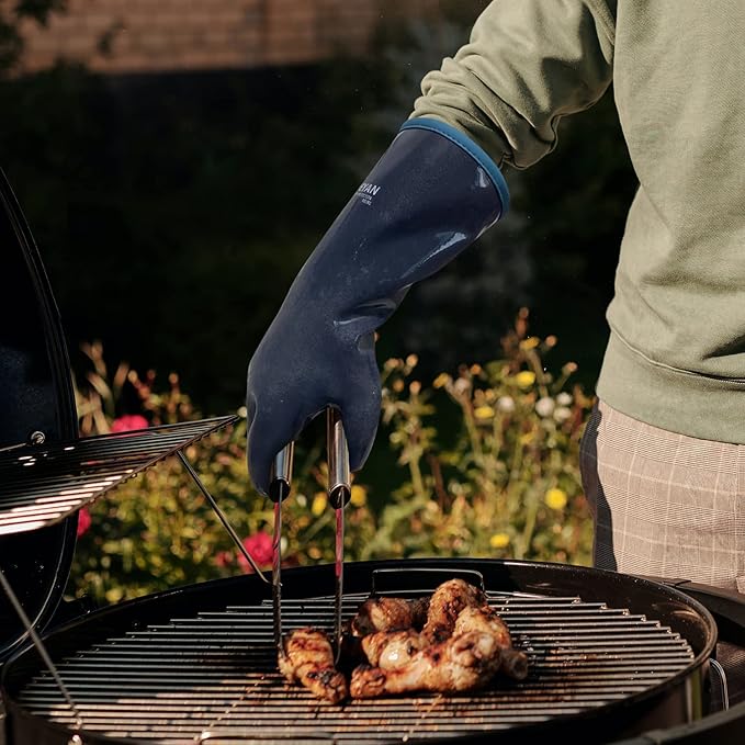 DEYAN Silicone BBQ Gloves, 600°F Heat Resistant Oven Mitts for Grilling, Smoking & Baking - Waterproof, Oil Proof Non-Slip Kitchen Gloves for Cooking, Frying, BBQ Accessories(10/XL)