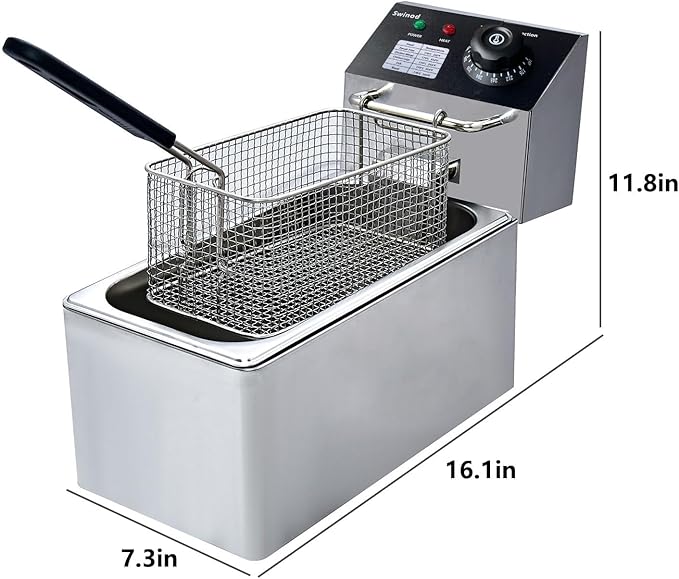 Electric Deep Fryer with Basket for Home Use, Countertop Deep Fryer 1700w Powerful Performance 4.2Qt Capacity Stainless Steel Oil Fryer