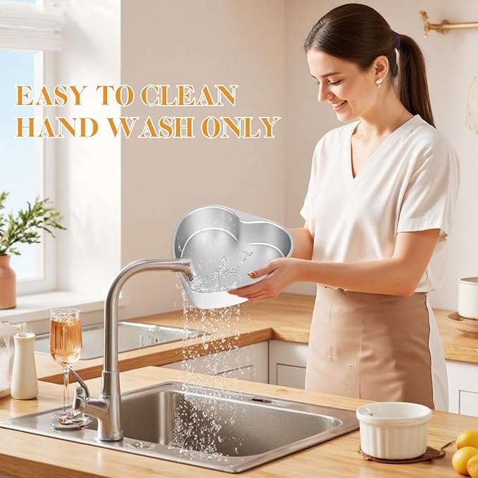 8 Inch Heart Shaped Cake Pans with 50 Pieces Parchment Paper,Set of 2 Non-stick Aluminum Heart Cake Pans Baking Tins for Birthday Wedding