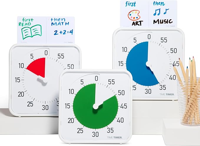 Time Timer Original 8" Visual Countdown Timer – Medium 60-Minute Classroom Visual Timer for Modern classrooms, Students & Adults – Helps with Focus, Sensory Needs, ADHD, Autism – (Red & White)