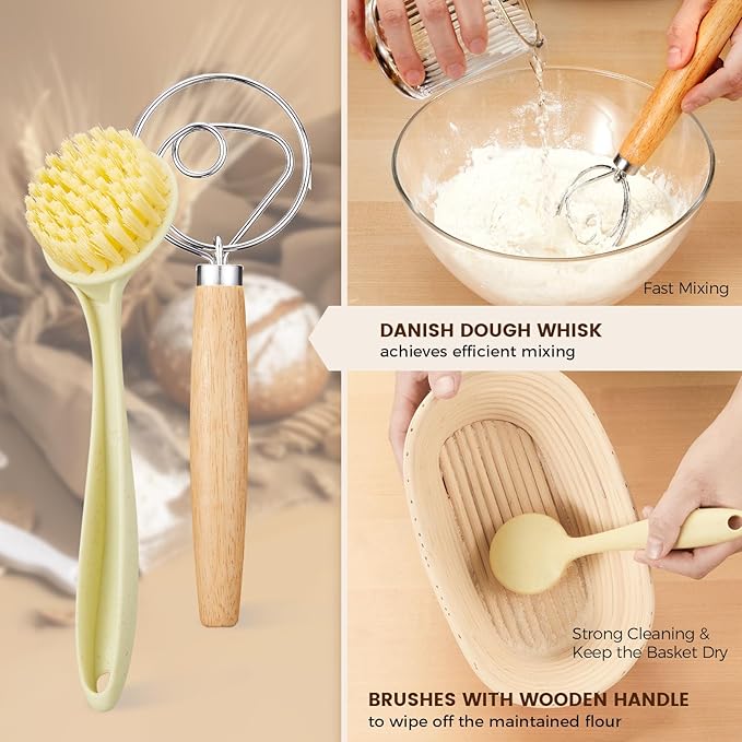 Banneton Bread Proofing Basket - Sourdough Starter Kit Includes 10" Oval Banneton Sourdough Proofing Basket Set of 2, Sourdough Bread Baking Supplies for Making Baking Fermentation