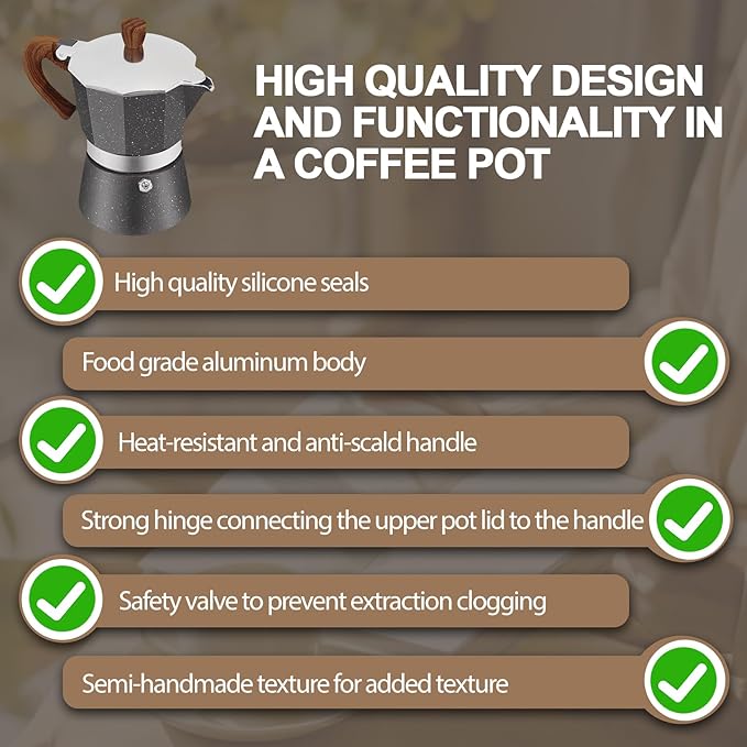 Aluminum 3 Cup 150ml Moka Pot Express Coffee Maker Stovetop Espresso Colorful Coffeemaker Italian Classic Style Brewing Greca Cafe Mocha Machine for Cafeteras Lover Camping Travel and Home Use 5oz