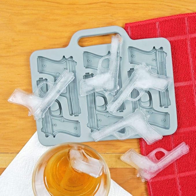 Handgun Ice Cube Tray, 2 Pack - Fairly Odd Novelties - Fun Gun Military Novelty Mold White Elephant Gift