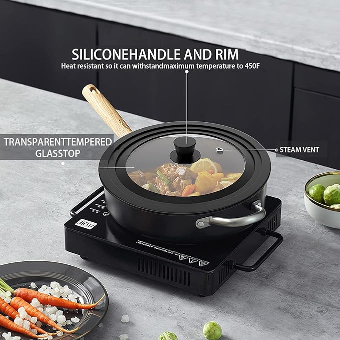 Universal Lids for Pots, Pans & Skillets - Fits 7", 8" & 9" Diameter, 10", 11" & 12" Diameter Cookware, Tempered Glass with High Heat Resistant Silicone Rim, Dishwasher Safe (2 Pack)