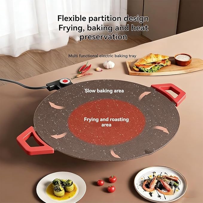 Indoor Grills Electric Smokeless, Smoke-Free Indoor Electric Grill & Non-stick Pan, 11/14 /15 Inch Nonstick Round Pan with Temperature Control, for Steaks, Pancakes, And BBQ (36 cm / 14.17 in)