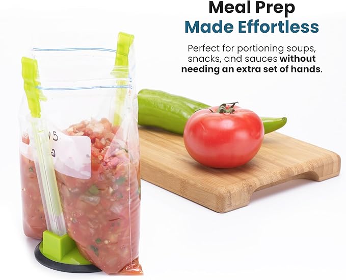 Jokari Adjustable Baggy Rack Stand 2 Pack Hands Free Food Storage Bag Holder Stand for Freezer and Sandwich Bags Clip Stand for Pouring Leftovers or Drying Reusable Ziploc Bags