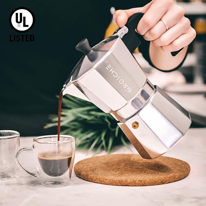 GROSCHE Milano Moka Pot | 9 Espresso Cup - 15.2 oz | Stovetop Espresso Percolator & Coffee Maker – Portable, Ideal for Home and Camping
