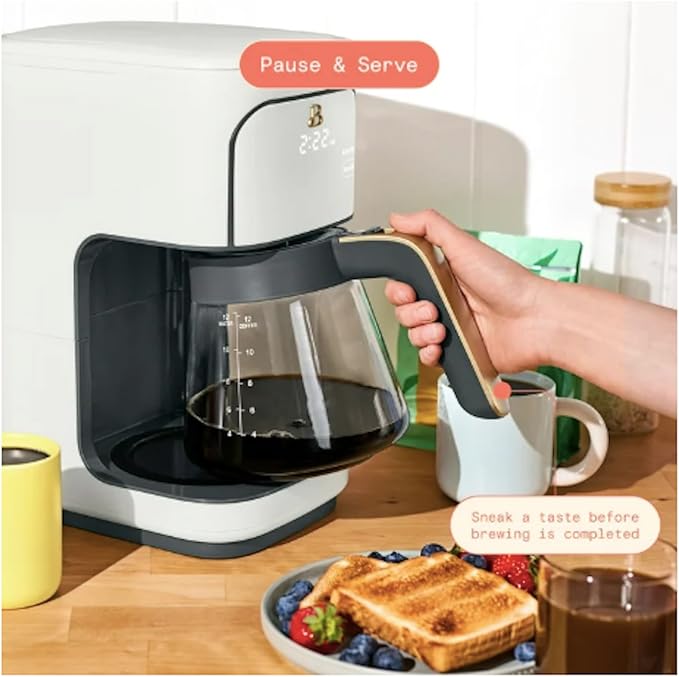 Beautiful 12-Cup Programmable Drip Coffee Maker by Drew Barrymore (White)