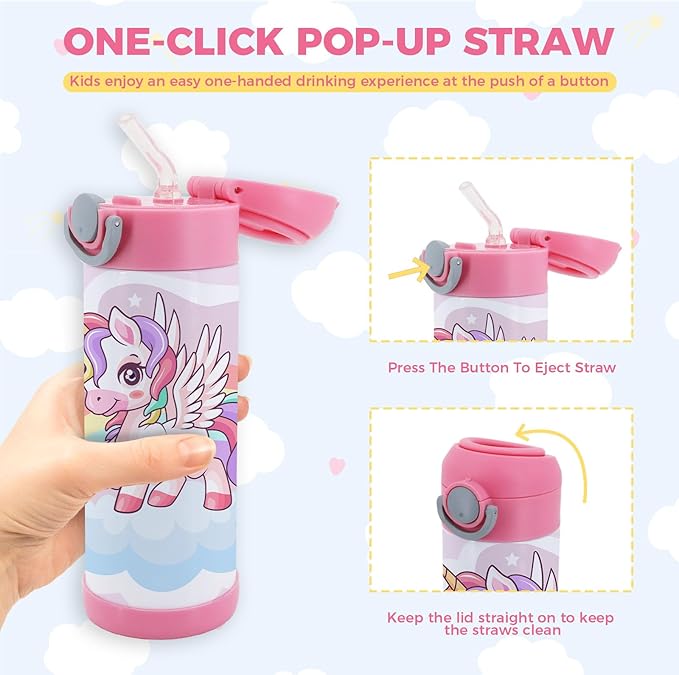 12 Pack 12 OZ Sublimation Straw Sippy Cup Spill Proof Blank Tumblers Mixed Color Stainless Steel Thermoses for Hot Drinks Double Wall Vacuum Insulated Water Bottle for School (12)
