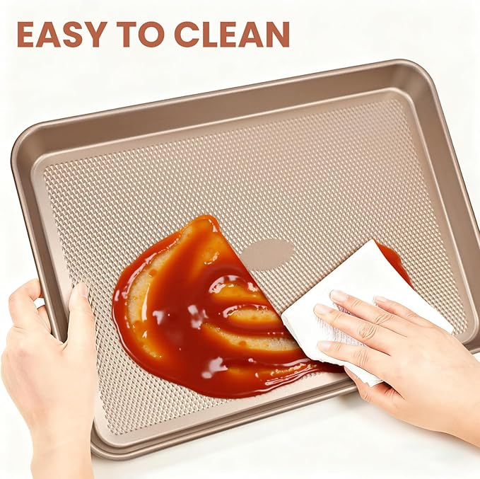 Baking pans Set, 2 Sheet Pans(17.5'' X 11.8'') and 250 unbleached Sheets of Parchment Paper, Thickened Nonstick Cookie Sheet for Baking, Carbon Steel Baking Pan