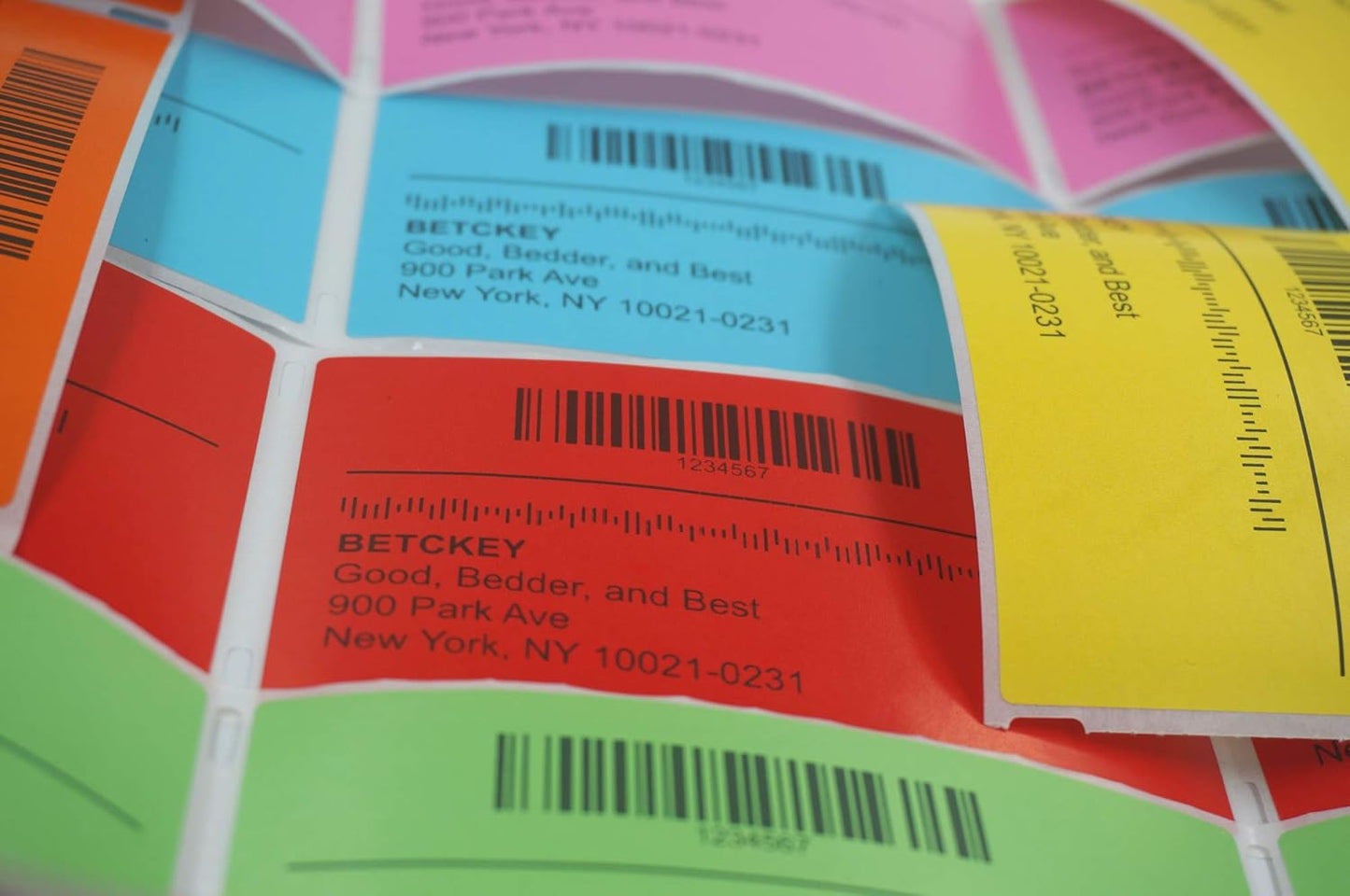 BETCKEY - 3" x 1.5" Barcode Shipping & Address Labels Compatible with Zebra & Rollo Label Printer,Premium Adhesive & Perforated[Red, 6 Rolls, 5700 Labels]