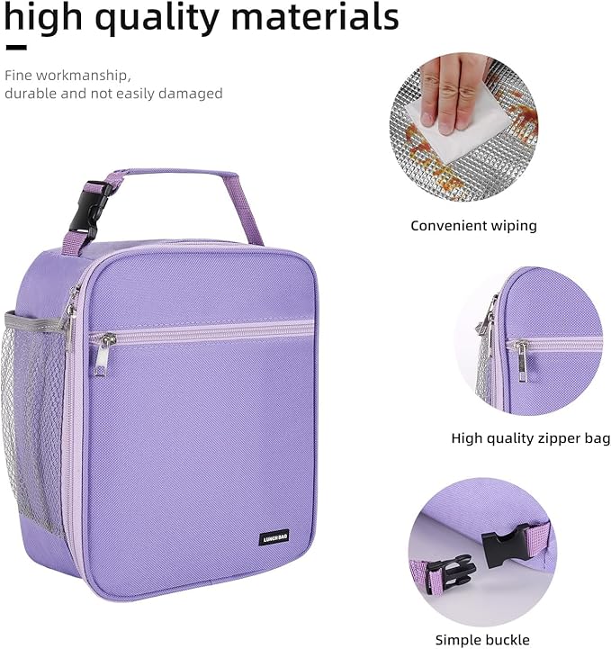 Lovoeo Lunch box Lunch bag for men women Insulated Lunchbox Lunch bags for Work Picnic Travel (Purple)