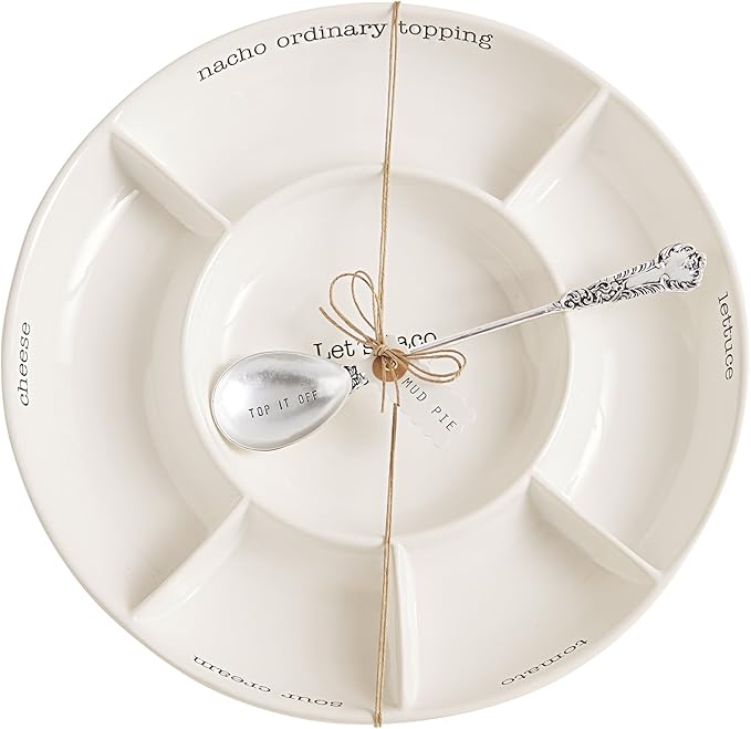 Mud Pie Taco bar Condiment Serving Platter, White