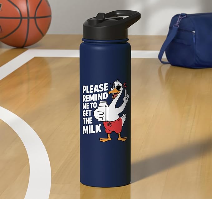 Please Remind Me To Get The Milk Funny Goose Stainless Steel Insulated Water Bottle