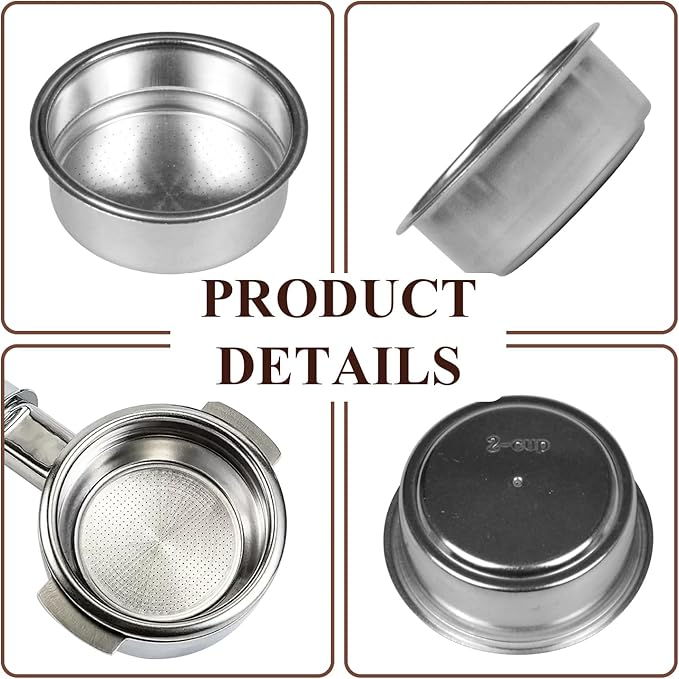 1 Pack 51mm Stainless Steel Coffee Filter Basket, Espresso Portafilter Machine Parts Compatible with CASABREWS, Gevi (1, Two Cups)