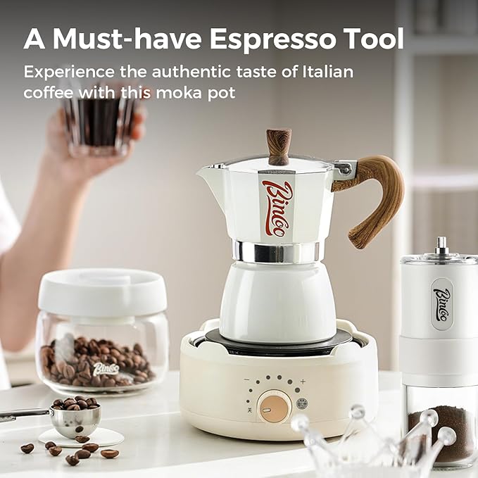 Espresso Maker Stovetop, Moka Pot 3 Cups, Espresso Pot Classic Italian Coffee Maker,Single Safety Valve (Black, 3 Cup)