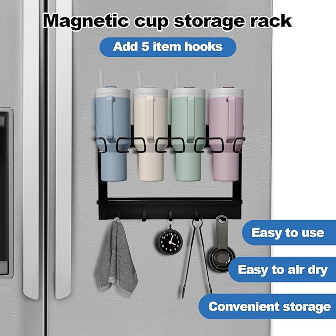 Water Bottle Organizer for Stanley Tumbler Cup Magnetic Stanley Cup Organizer Holder for Fridge Kitchen Cabinets, Tumbler Lazy Susan Storage Organizer for Stanley Cup Accessories