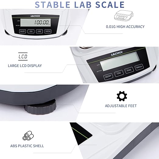 Lab Scale 2000g×0.01g High Precision Laboratory Analytical Balance 0.01g Accuracy Jewelry Precision Digital Gram Scale (No Test Weight)