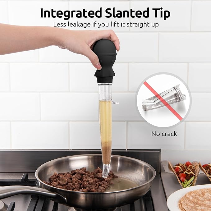 U-Taste 18/8 Stainless Steel Measuring Cups and Spoons Set of 10 Piece, Upgraded Thickness Handle and 1.5oz Heat Resistant Angled Turkey Baster with Cleaning Brush for Cooking Basting (Black)