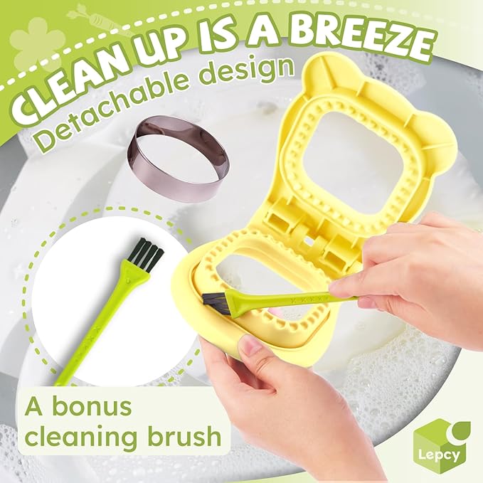 LEPCY Uncrustables Sandwich Maker Sealer Cutter, Crustless Sandwich Cutter, PB&J Uncrustable Maker - Color Yellow, Square Shape