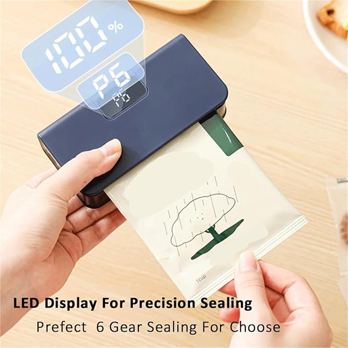 Food Vacuum Sealer, Mini Heat Sealer Plastic Bag Sealing Machine Rechargable Storage Package Handheld Clip Food(White)