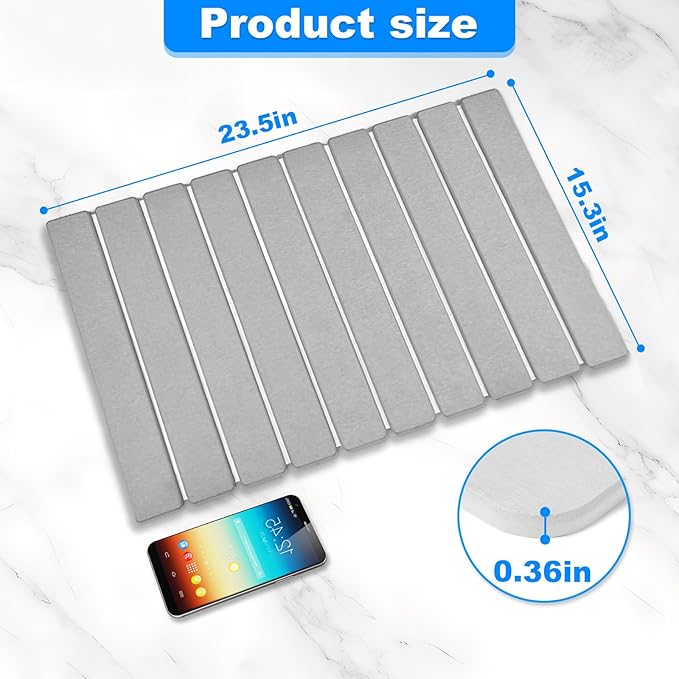 Large Stone Dish Drying Mats for Kitchen Counter, 24"(L)×16"(W) Quick Dry Collapsible Dish Drying Mat, Eco-Friendly Absorbent Diatomaceous Earth Mats for Dishes Bottles Cups, Match Any Countertop