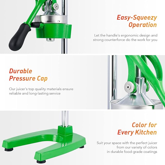 CO-Z Manual Citrus Juicer, Professional Orange and Lemon Juice Maker, Easy to Clean, Green
