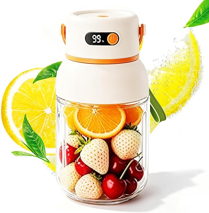 Multifunctional Portable Juicer Cup, Portable Electric Juicer Cup with Zero Cord Hassle, USB-C Rechargeable Travel Juicer for Home, Gym, Office and Outdoor (800ml, 1)