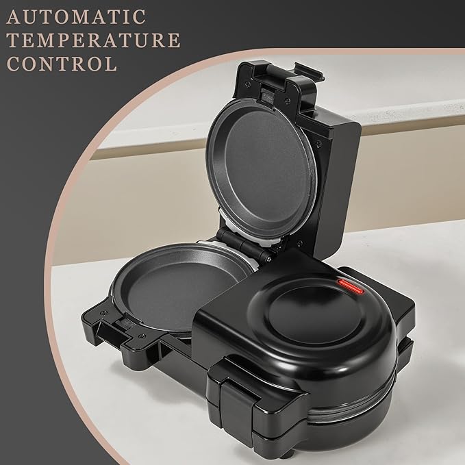 UVFAST Mini Waffles Maker with 8 Removable Plates, 4 in 1 Double Small Waffle Maker Mini- Classic Waffle, Heart Waffle, Griddle, Donut, 5" Non Stick Waffle Iron for Kids and Families, Black