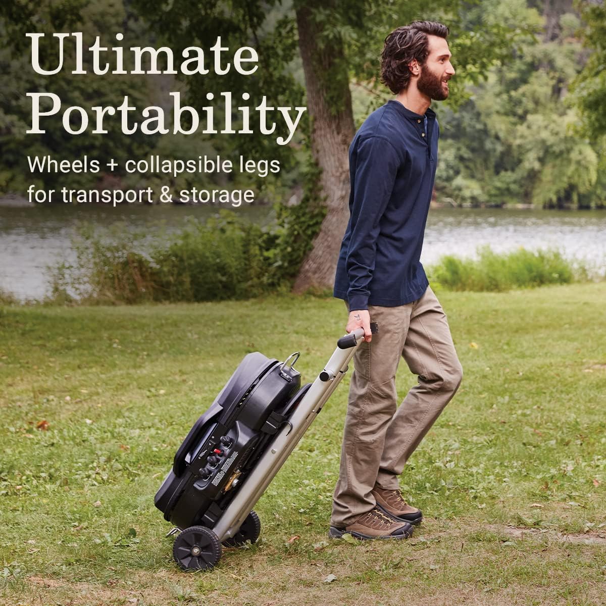 Coleman RoadTrip 285 Portable Stand-Up Propane Grill with 3 Adjustable Burners & Instastart Ignition, 20,000 BTUs of Power for Outdoor Cooking, Camping, Tailgating, Grilling, BBQs, & More