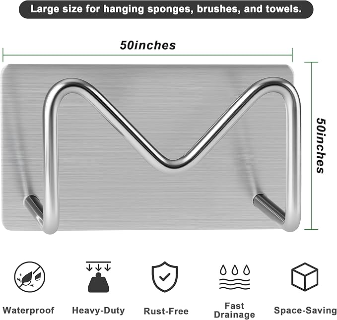 2-Pack Stainless Steel Sponge Holder, Kitchen Sink Caddy Organizer, SUS304 Rustproof, Brushed Finish