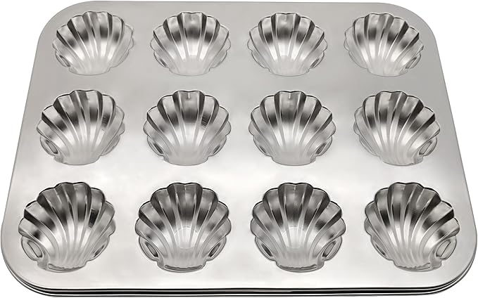 Fox Run Stainless Steel Scallop Shell Madeleine Pan, 12 French Cookie Mold Baking Pan