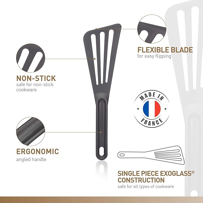 Matfer Bourgeat Exoglass® High Temperature Pelton Spatula, Black