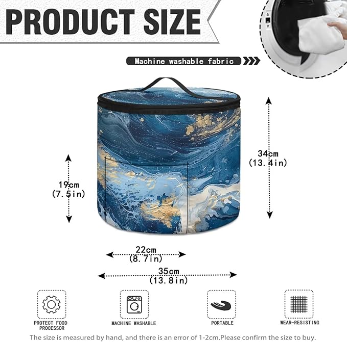 Blue Marble Electric Pressure Cooker Insulation Handbag Keep Appliance Clean Electric Pressure Cooker Bag with Accessories Pockets
