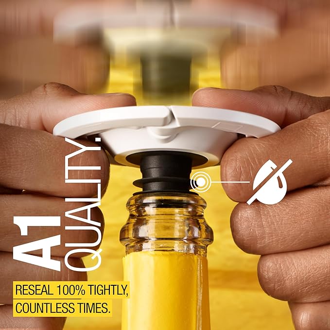 zzysh® Sparkling Wine Stopper | Preserve Fizz 4 Weeks | For zzysh® Sparkling Wine Preservation System | Leakproof Champagne Stoppers, Sparkling Wine Bottle Stopper for half to magnum bottles (Black)
